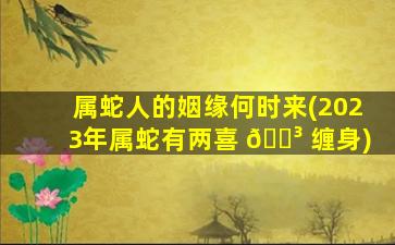 属蛇人的姻缘何时来(2023年属蛇有两喜 🐳 缠身)